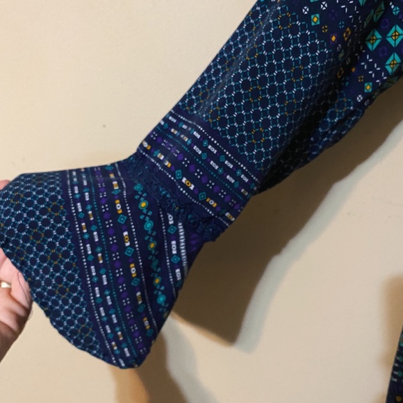 Wild Blue x Sadie Robertson Dress Blue Geometric Stripe Peasant Boho Size M - Picture 3 of 7